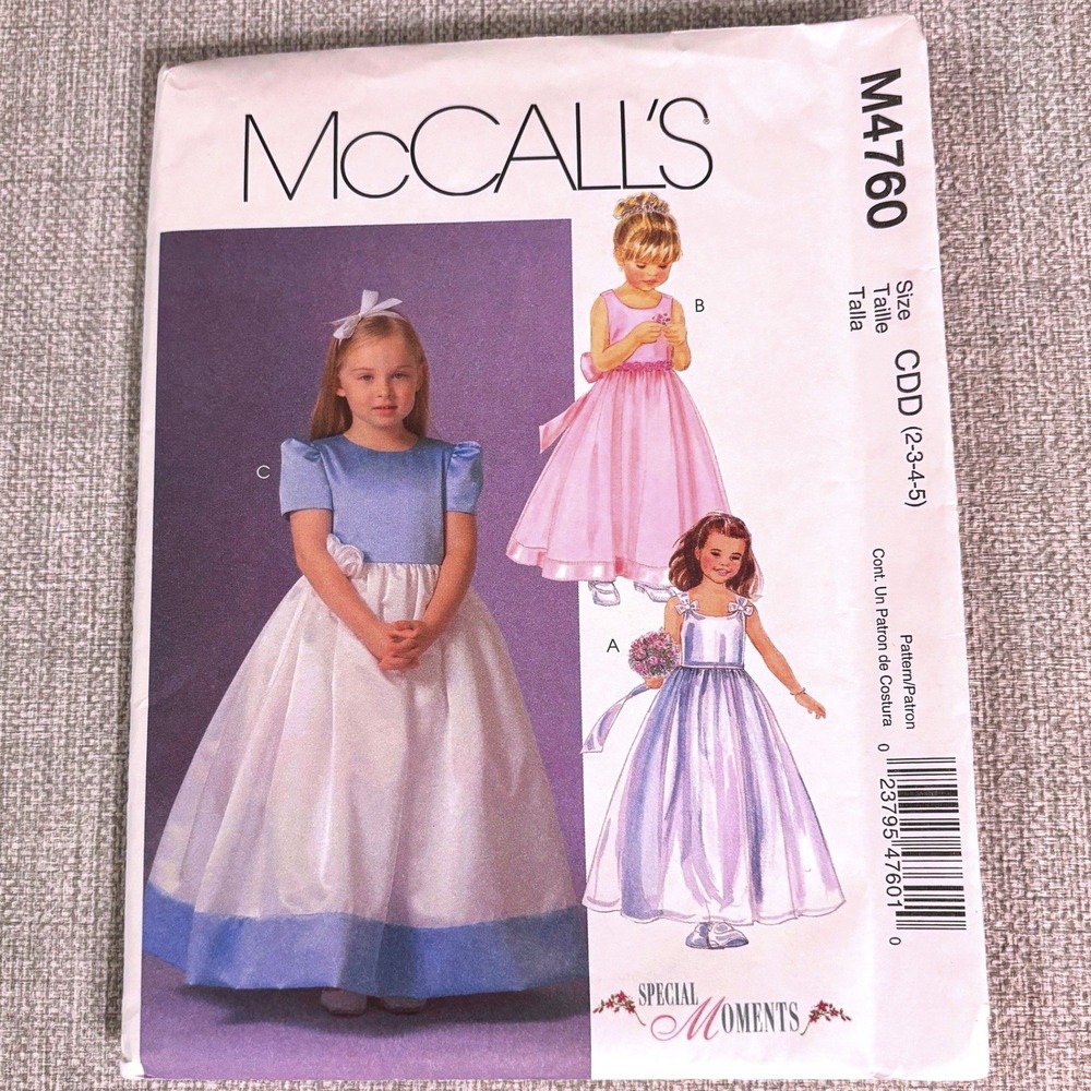McCalls 4760 Special Moments Princess Flower Girl Dress Sz 2-5 Fairy Tale Formal